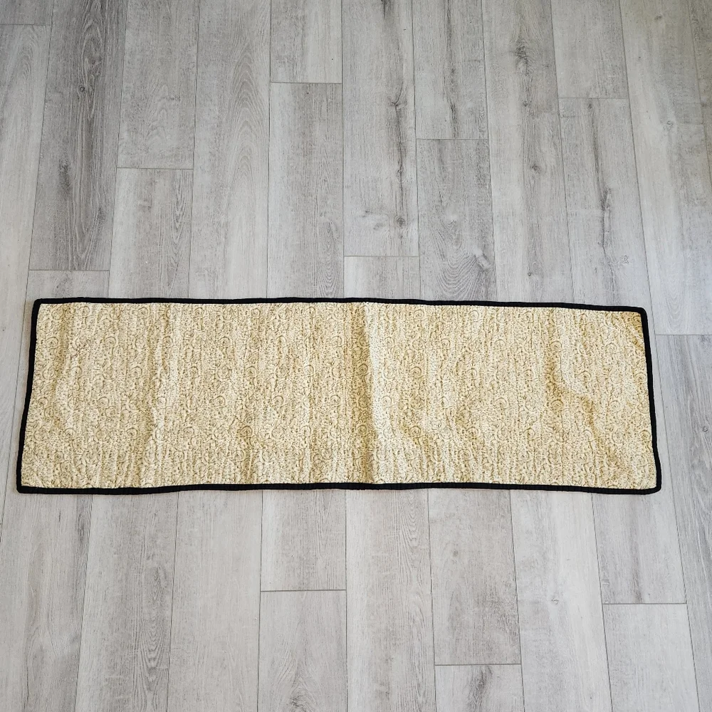 Handcrafted Farmhouse Handmade Quilted Table Runner Multicolor Black Tan Pink